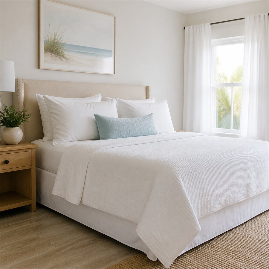 Bright, tidy bedroom cleaned by KD Cleaning Services